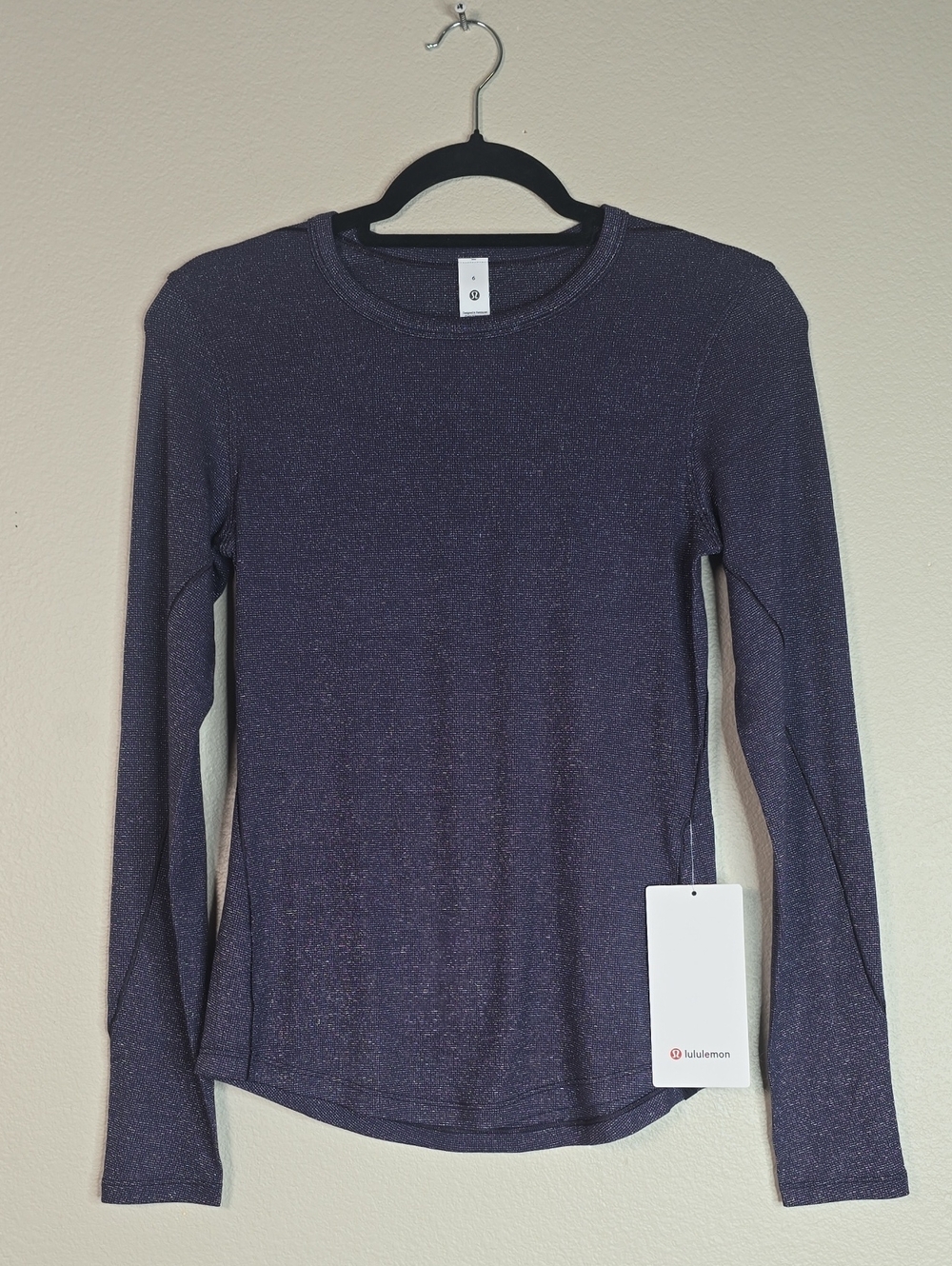 lululemon athletica Hold Tight Long Sleeve Crew Sparkle Size 6 Nwt.